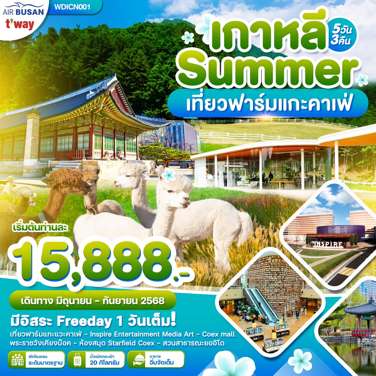 ทัวร์เกาหลี ความสดใส มาแล้ววว Korea summer 5วัน 3คืน ( BX,7C )