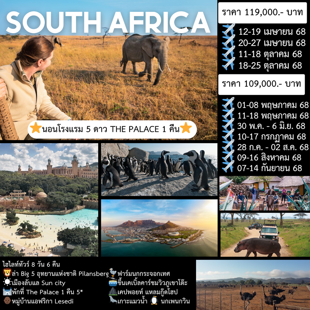 ทัวร์แอฟฟิกาใต้ South Africa 8วัน 6คืน (EK)